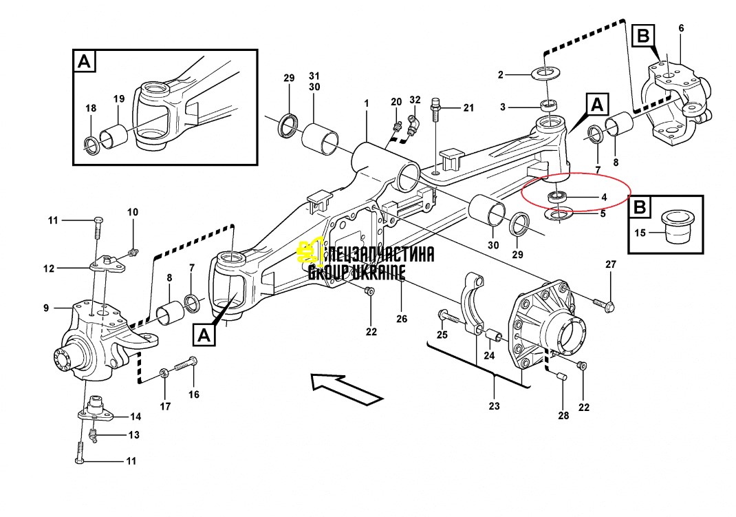 CA0123726 (123726, 3523057M1, 83982416, VOE11709400) Втулка нижняя шкворня Komatsu WB93/97-S/R