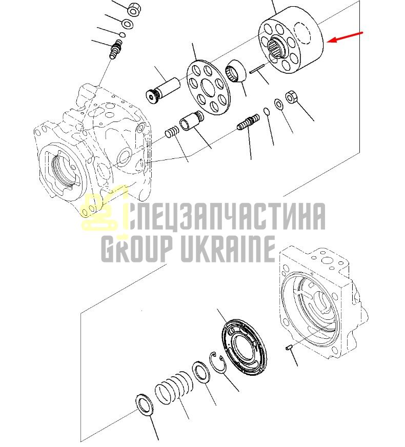 708-1U-13110 Блок цилиндров Komatsu PC600, PC650, PC700