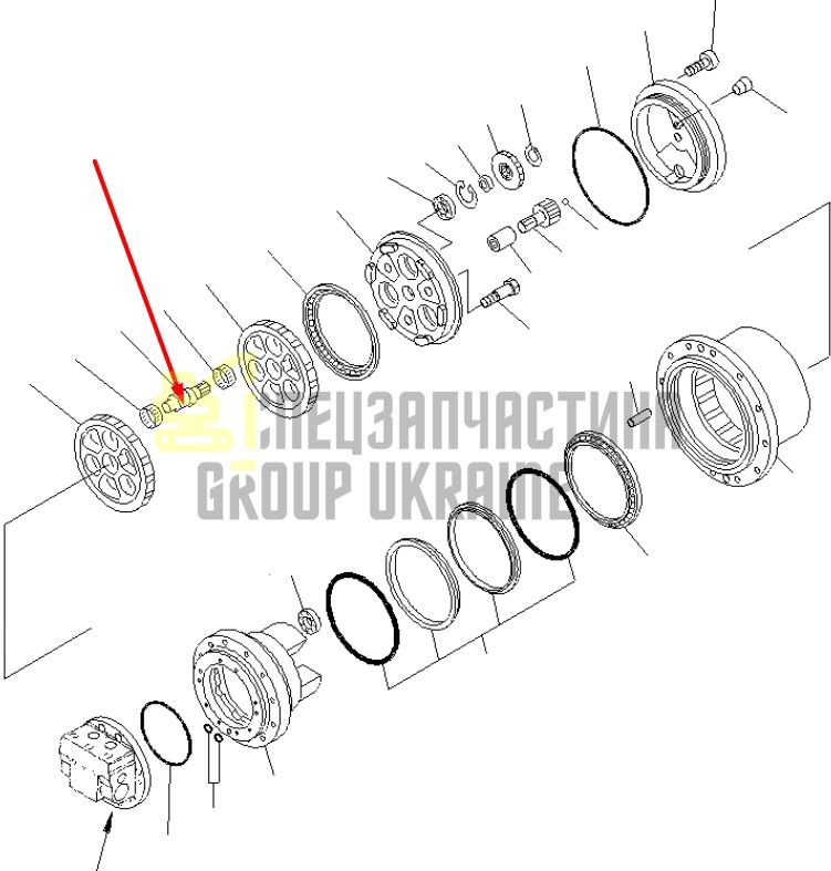 TZ200B1009-01 Коленвал в редуктор хода Komatsu PC120, PC130