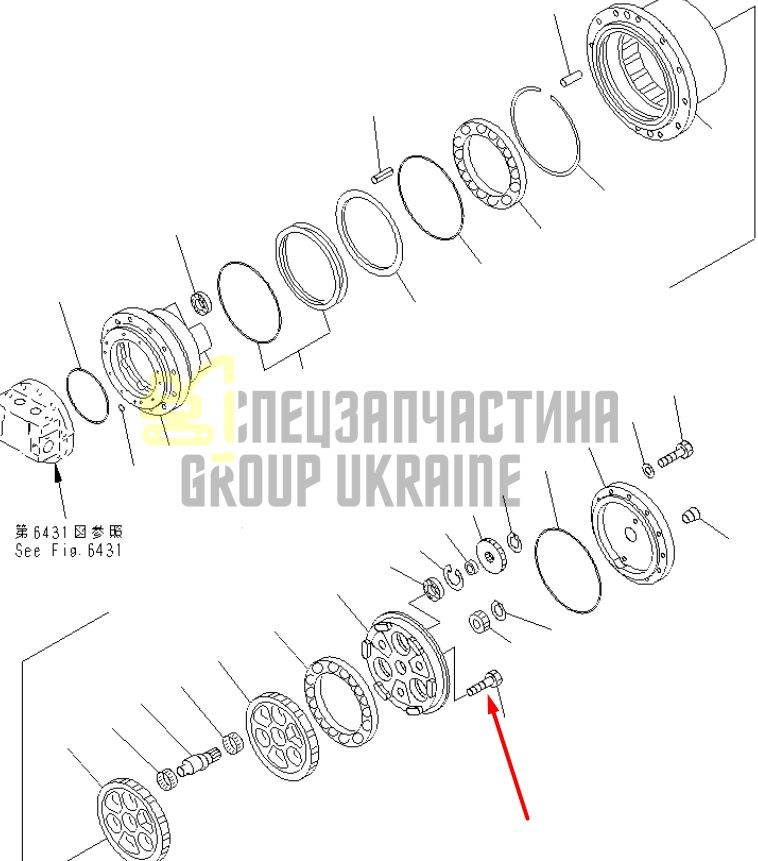 TZ201B1006-00 Вал главной передачи KOMATSU PC120-5