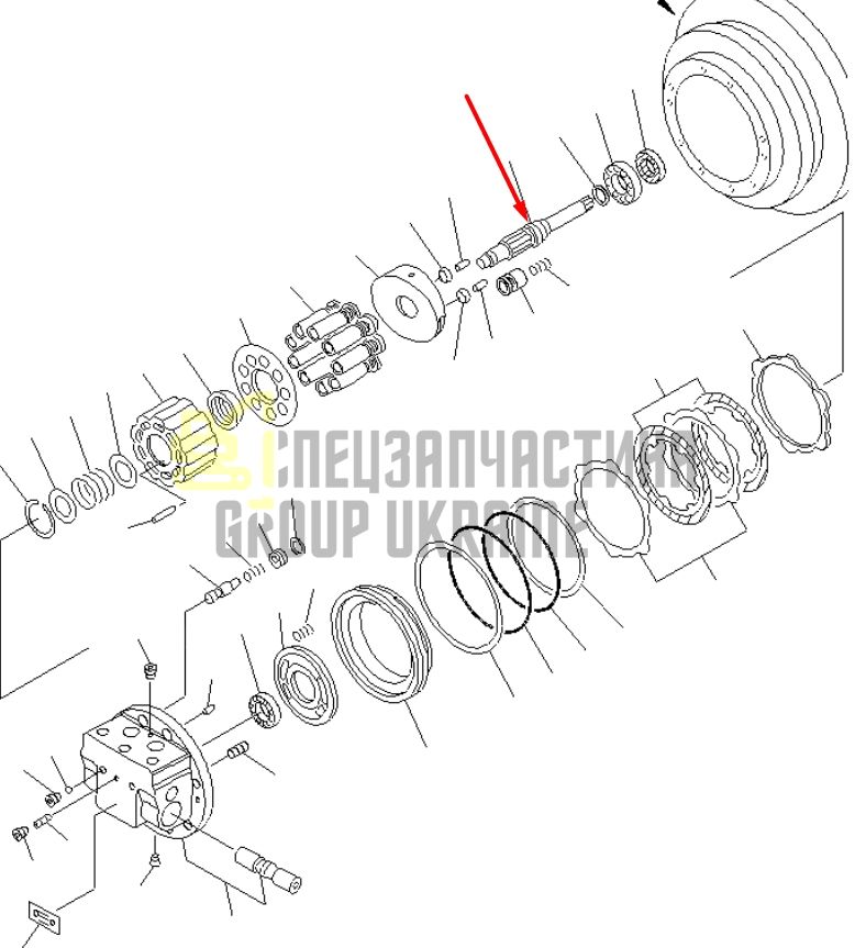 TZ263B2002-01 Вал редуктора хода Komatsu PC100