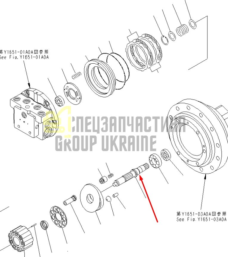 TZ500D2002-00 Центральний вал Komatsu PC78