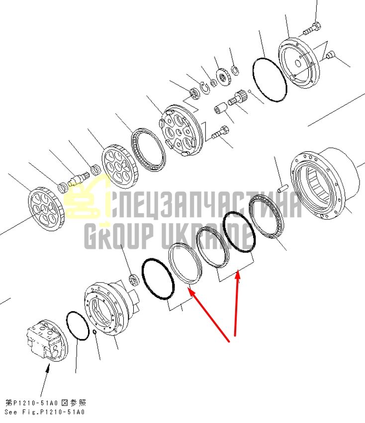 TZES100-250-A Доукон (уплотнение редуктора) Komatsu PPC130