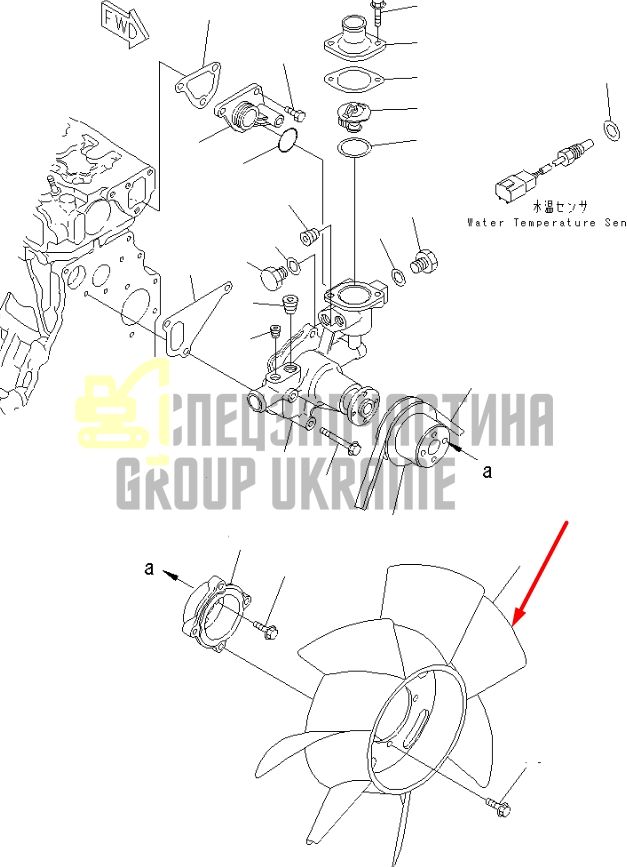 Купить Komatsu YM129612-44742 Крыльчатка для двигателя 4D84E экскаватор PC40, PC45