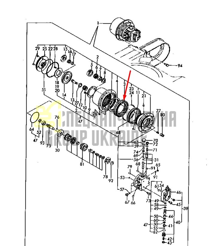 YM172141-70030 Радиальный подшипник поворотного редуктора KOMATSU PC30