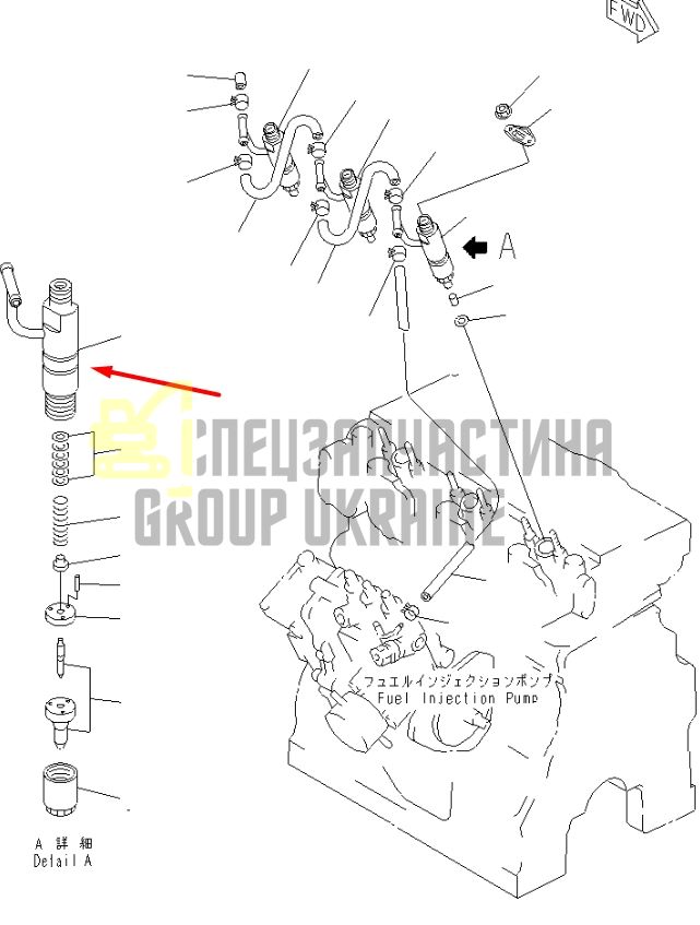 Топливный инжектор YM729500-53200 для Komatsu 3D78N