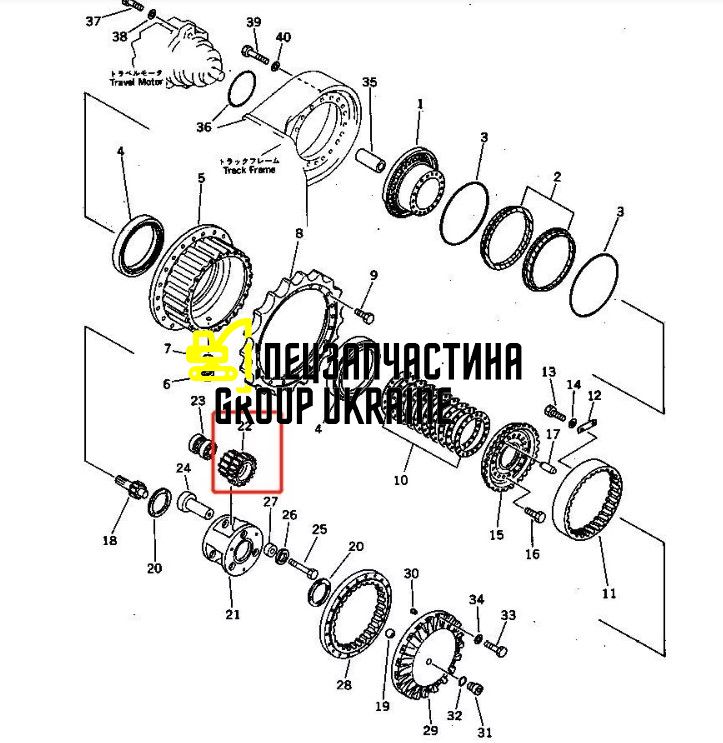 207-27-00040 Шестерня двойная бортового редуктора Komatsu PC300