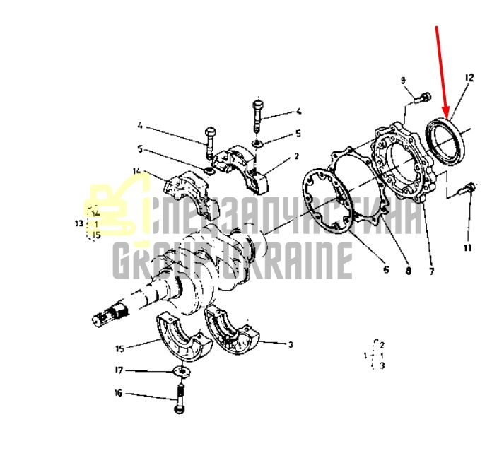 Kubota 0956000007 Задний сальник коленвала для двигателей D722, D750