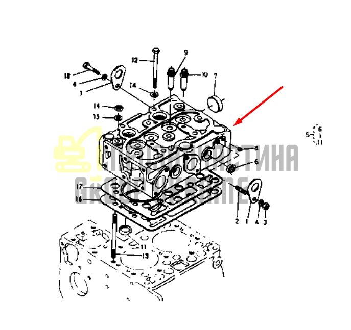 Kubota 15261-03043 Головка блока цилиндров ГБЦ Z500 Без клапанов