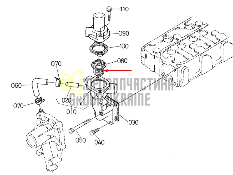 Kubota 15321-73014 Термостат для D1005, D1105