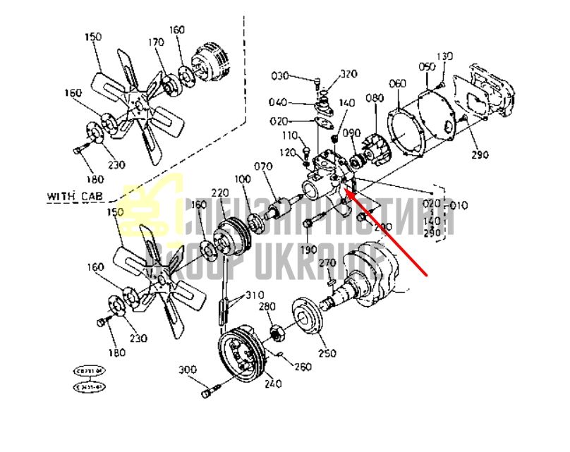 Купить Kubota 15481-73030 Помпа водяная (насос) для M5950