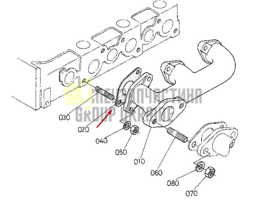Купить Kubota 15522-12350 Прокладка выхлопного коллектора для V1502, V1505
