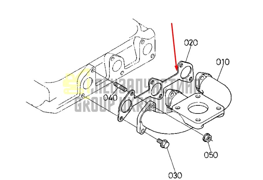Kubota 15862-12350 Прокладка выхлопного коллектора для D722, D782