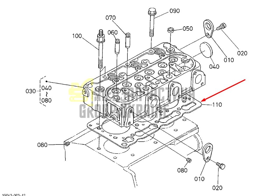 Купить Kubota 16231-03310 Прокладка ГБЦ для D1005