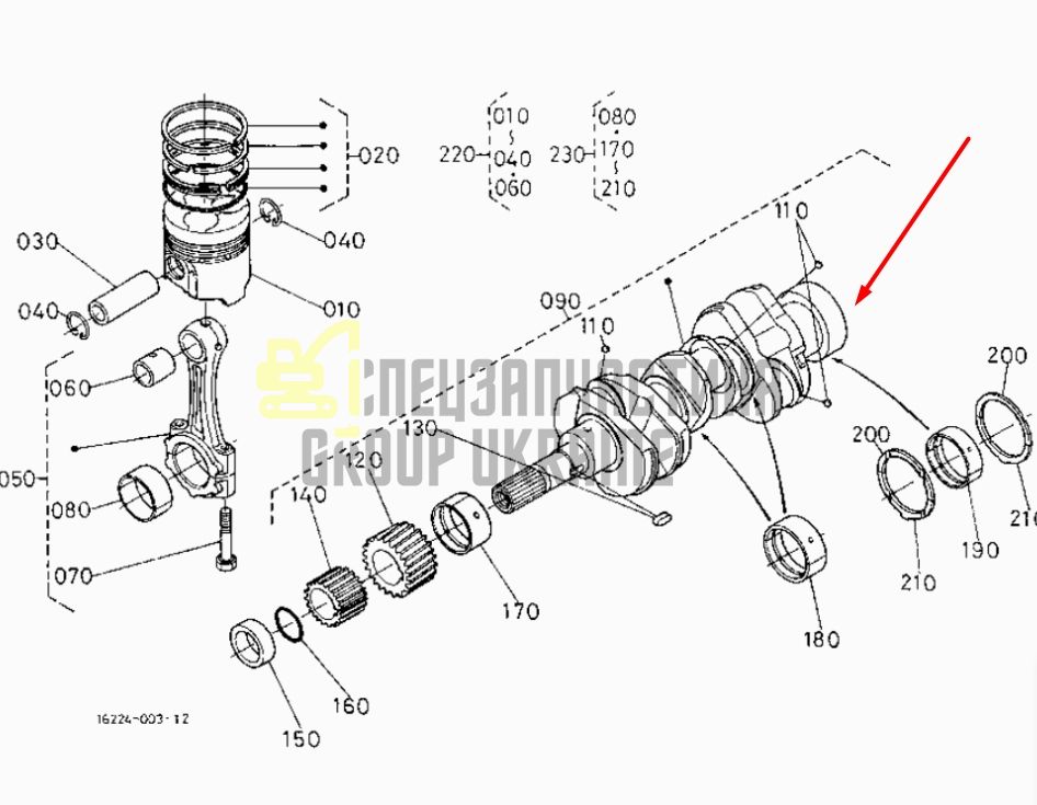 Купить Kubota 16231-23010 Коленвал для D905