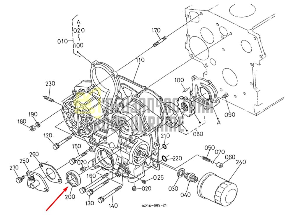 Купить Kubota 16241-04212 Передний сальник коленвала для двигателей D1005, D1105, V1505