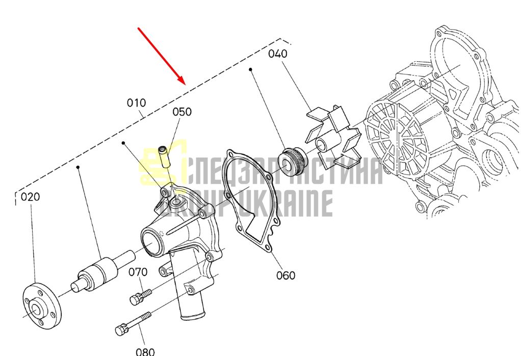 Купити Kubota 16251-73037 Помпа водяная (насос) для V1505, V1305