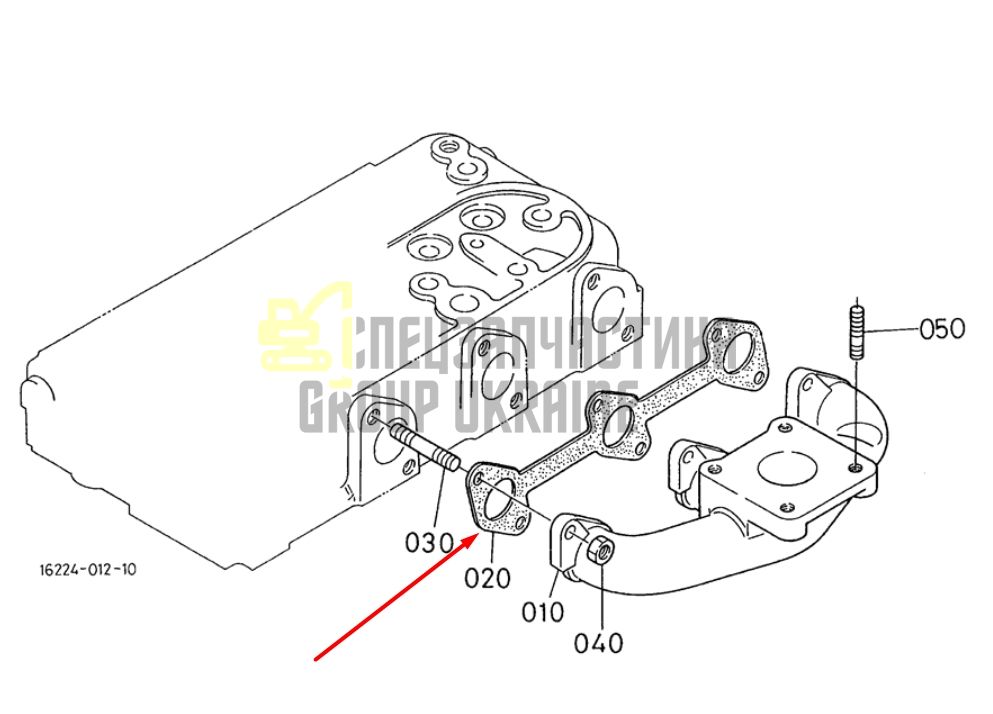Kubota 16261-12350 Прокладка выхлопного коллектора для D1105, D1005