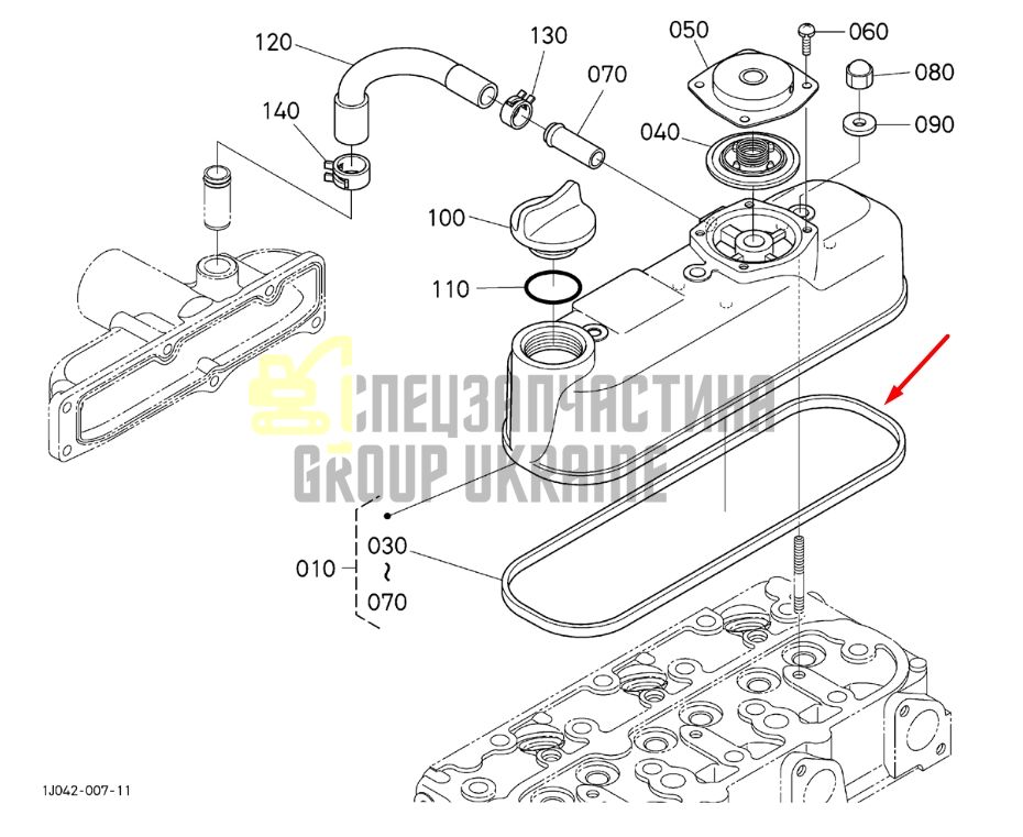 Купить Kubota 16261-14524 Прокладка крышки клапанов для D1005, D1105, D905