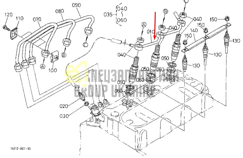 Купить Kubota 16261-42500 Трубка обратки форсунок для D905, D1005