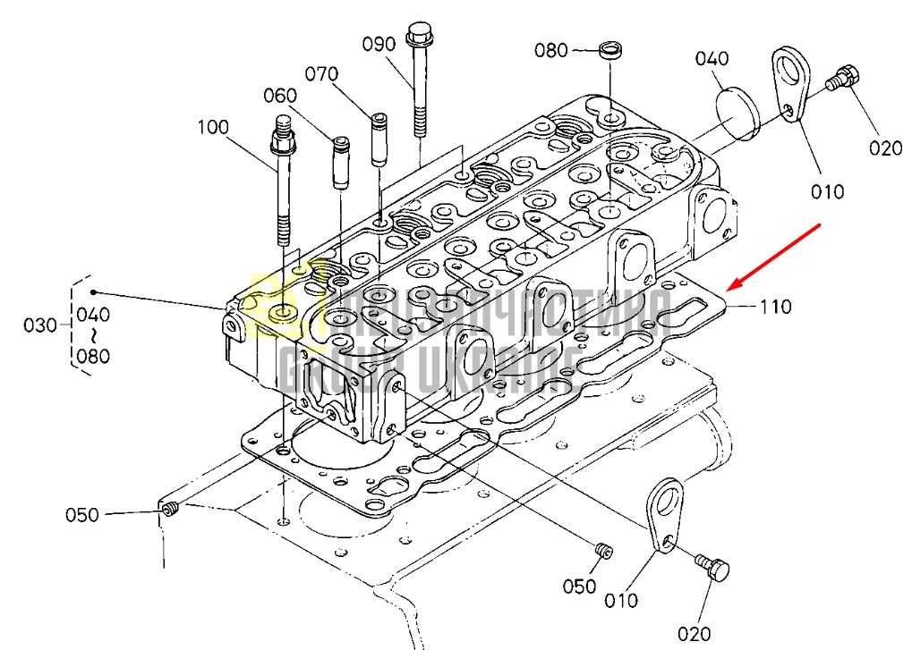 Купить Kubota 16271-03310 Прокладка ГБЦ для V1305
