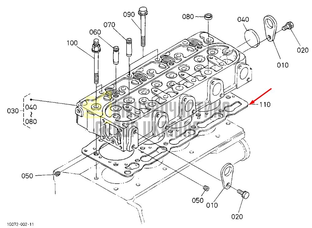 Купить Kubota 16394-03310 Прокладка ГБЦ для V1505