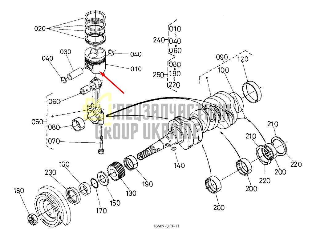 Купить Kubota 16467-21910 Поршень +0.50мм для D1503 V2003 83.5мм