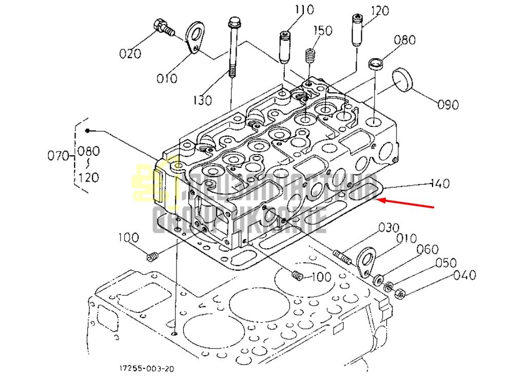 Купить Kubota 16487-03310 Прокладка ГБЦ для D1703