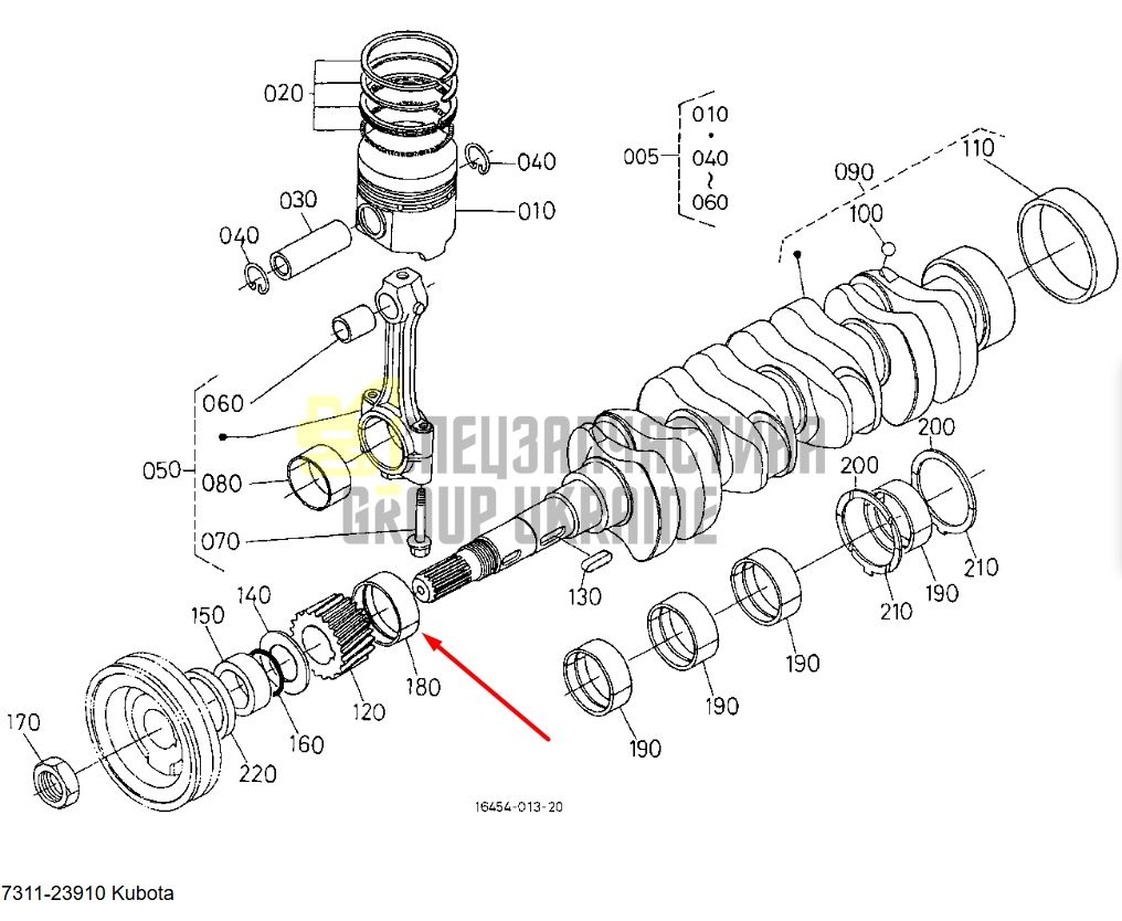 Kubota 17311-23910 Комплект вкладышей 020 для D1102, D1302