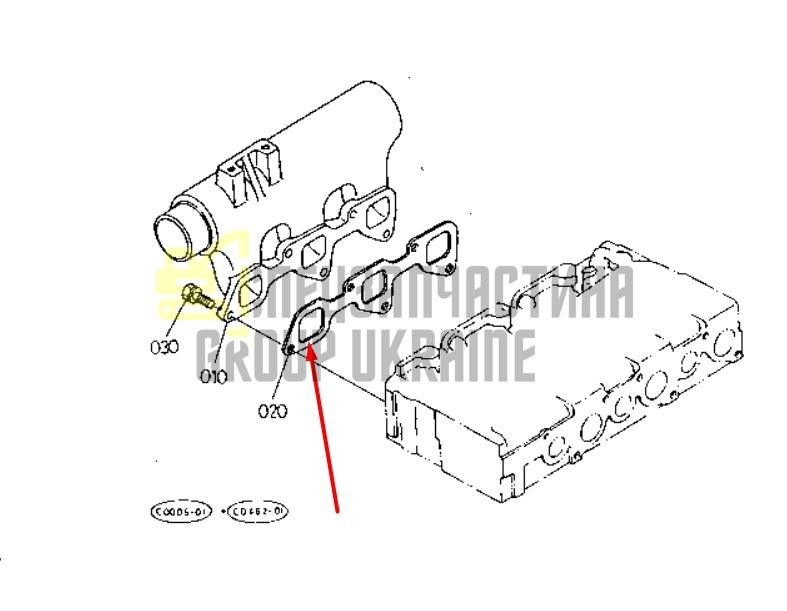 Kubota 17331-11820 Прокладка впускного коллектора для L2250, L2600