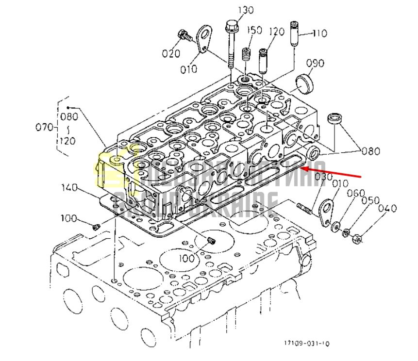 Купить Kubota 19077-03310 Прокладка ГБЦ для V2203, V2403