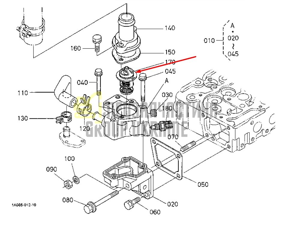 Купить Kubota 1A021-73012 Термостат для V2203, V2403