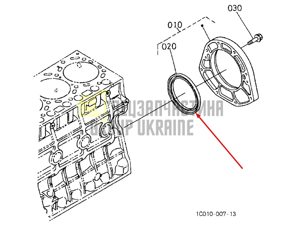 Купить Kubota 1C010-04460 Задний сальник коленвала для двигателей V3300, V3600