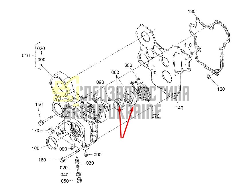 Kubota 1C010-35070 Масляний насос для двигателей V3300, V3600 і V3800