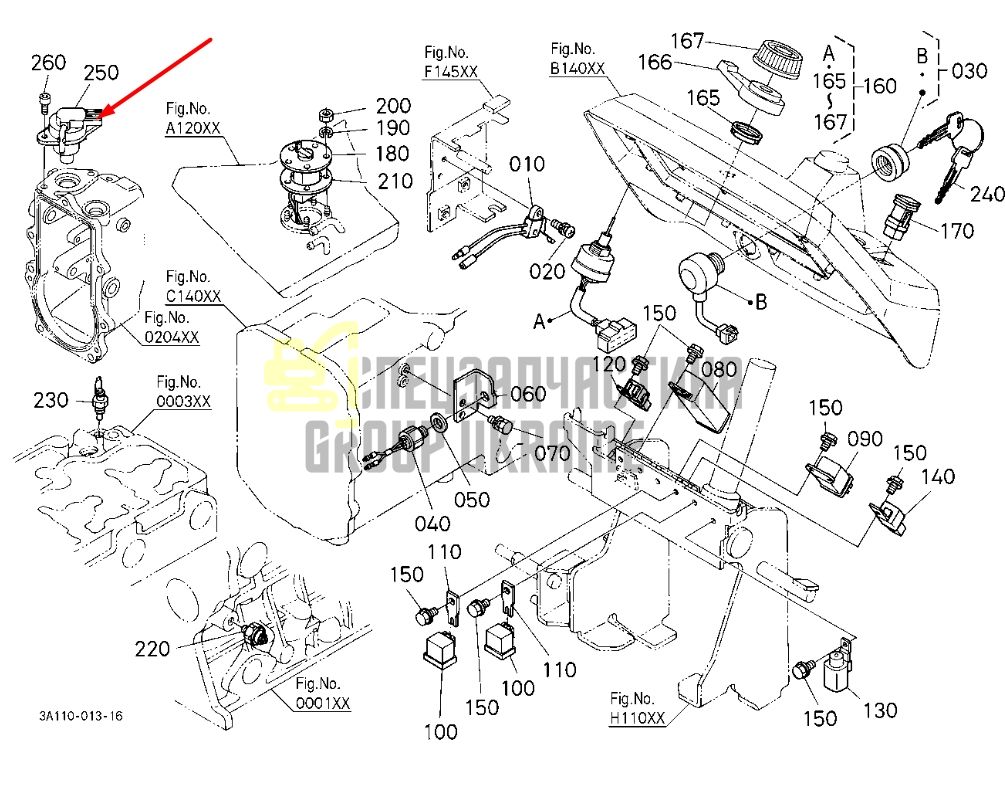 Kubota 1C010-60010 Соленоид остановки (глушилка) для V3300