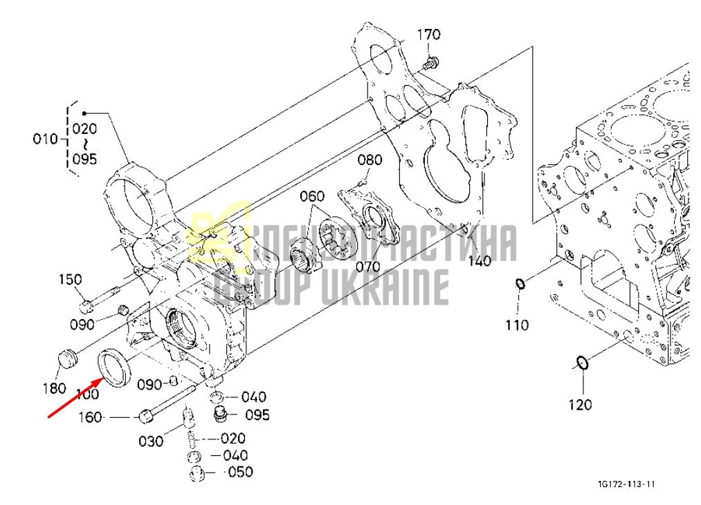 Купить Kubota 1C020-04140 Передний сальник коленвала для двигателей V3300
