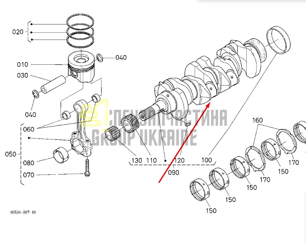 Купить Kubota 1G574-23010 Коленвал для V3300