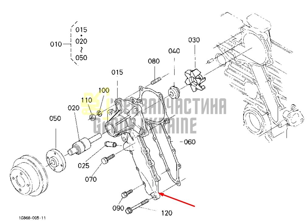 Купить Kubota 1G730-73032 Помпа водяная (насос) для V2003, V2203