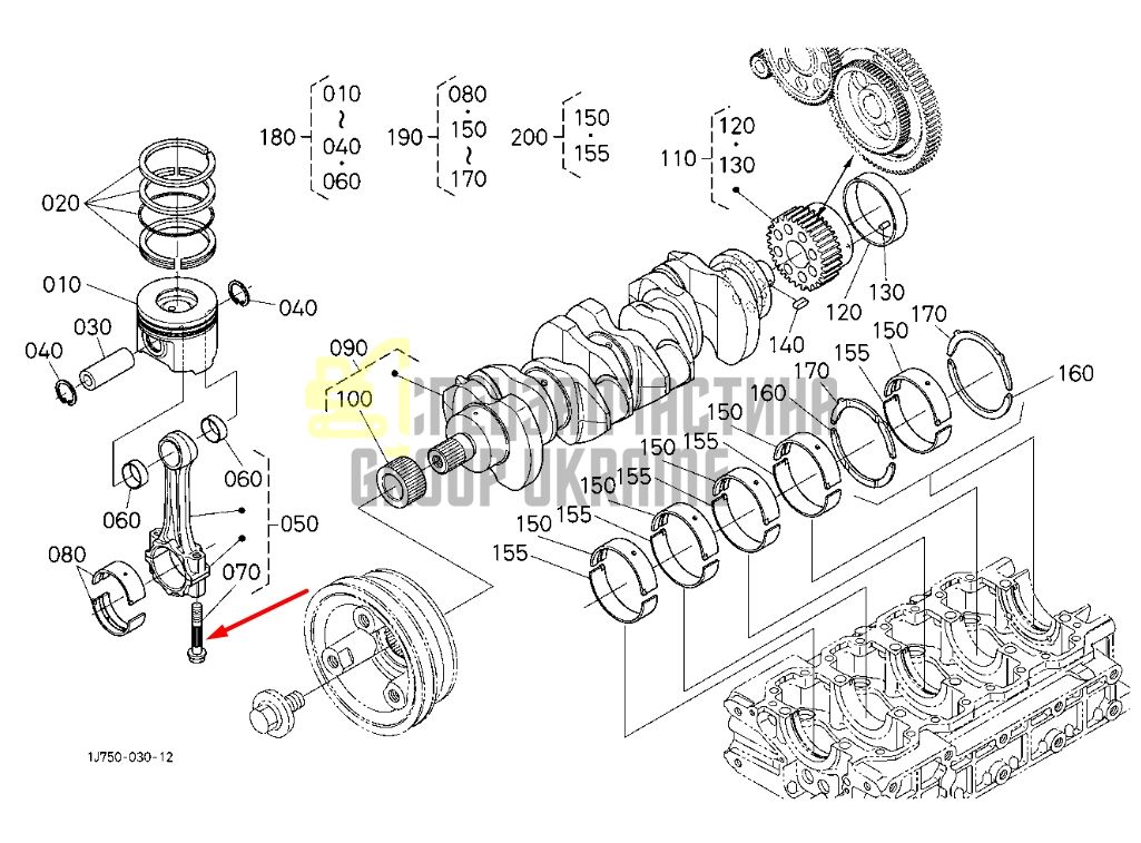 Купить Kubota 1G772-22140 Болт шатуна для V3307, V3307T