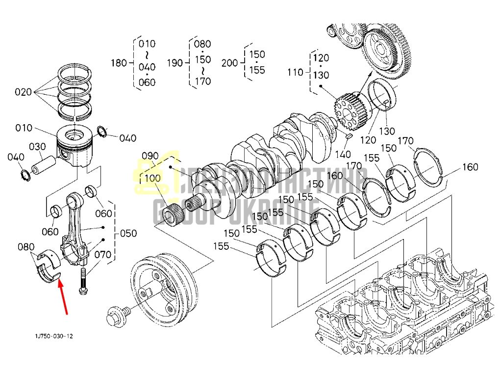 Kubota 1G772-22310 Вкладыши шатунные STD для V3307