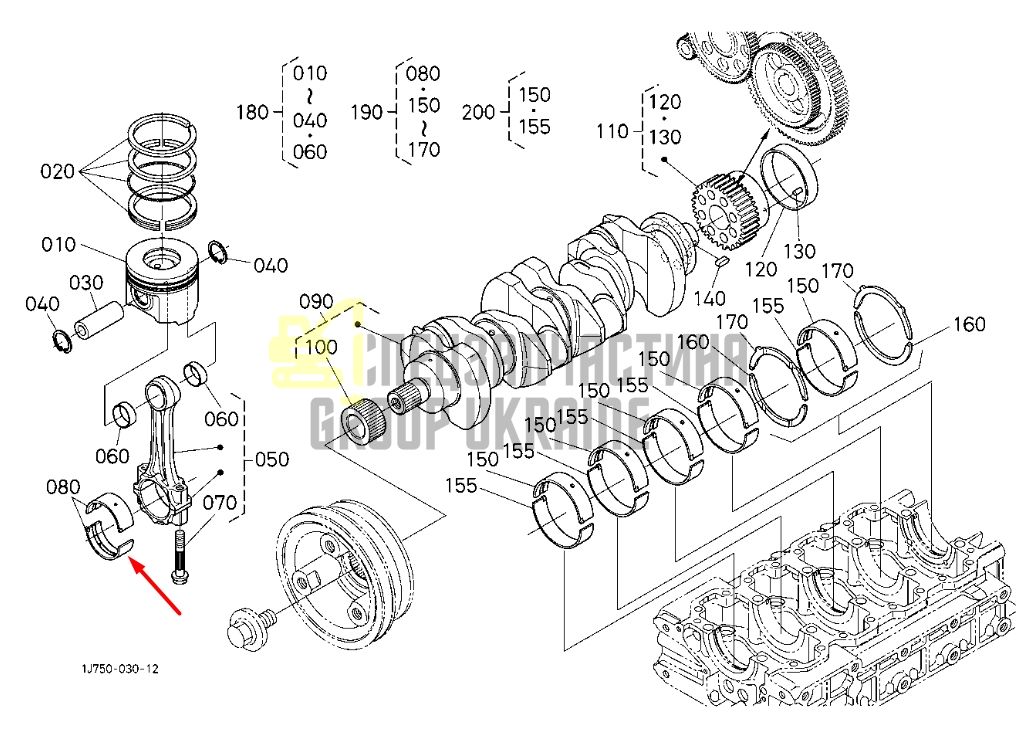 Купить Kubota 1G772-22970 Вкладыши шатунные +0.25 для V3307