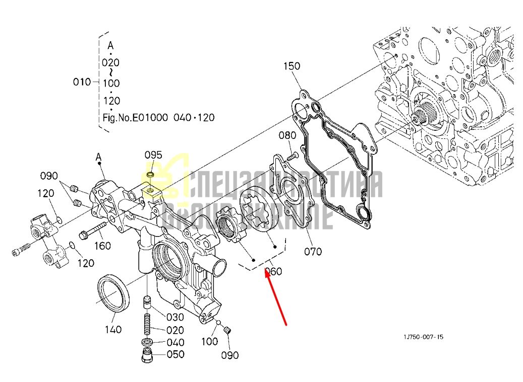 Купить Kubota 1G772-35070, 7008440 Масляный насос для V3307DI