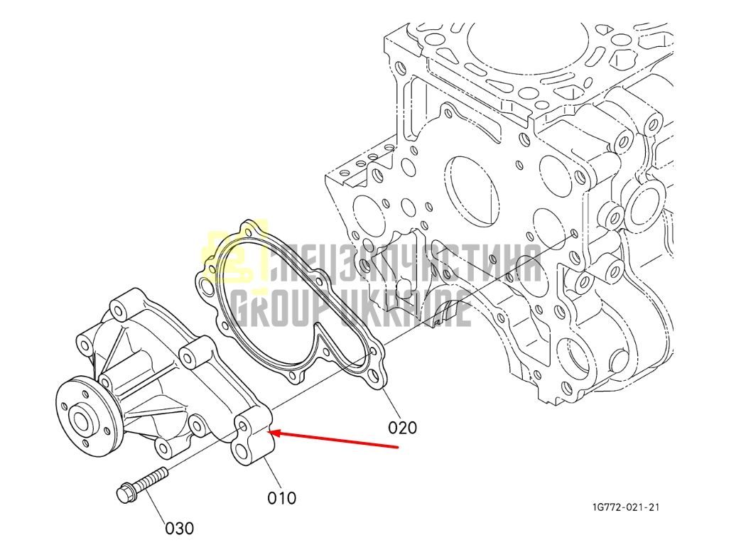 Купить Kubota 1G772-73030 Помпа водяная (насос) для V33076