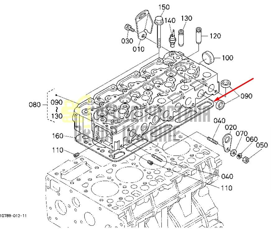 Купить Kubota 1G790-03312 Прокладка ГБЦ для V2003, V2203