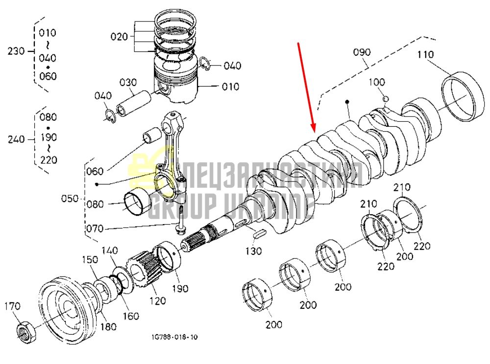 Купить Kubota 1G790-23012 Коленвал для V2203, V2403