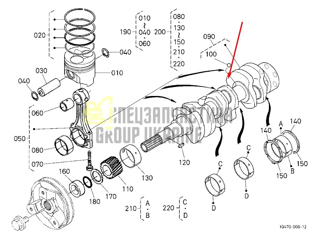 Купить Kubota 1C010-23012 Коленвал для V3300, V3600