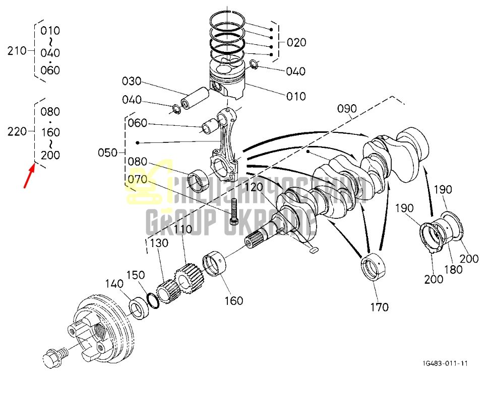 Купить Kubota 1G992-23765 Вкладыш коренной 020 для V1305/V1505