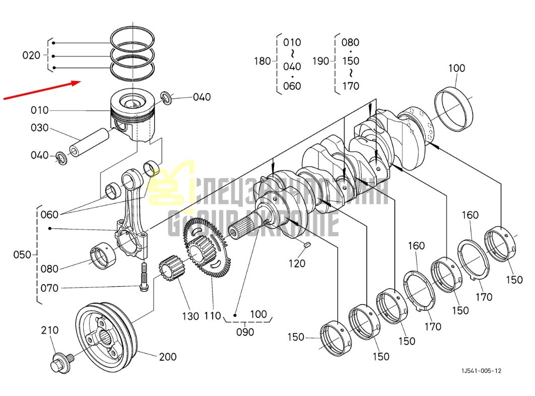 Купити Kubota 1J500-21092 Кольца поршневые +0.50 для V3307, V3800