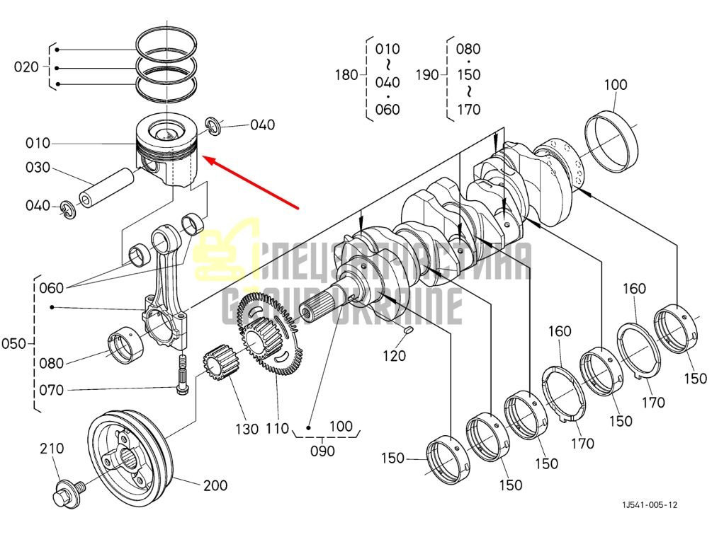 Купить Kubota 1J574-21112 Поршень в сборе для двигателей V3800