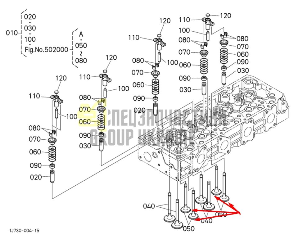Купить Kubota 1J700-13120 Клапан впускной для V2607